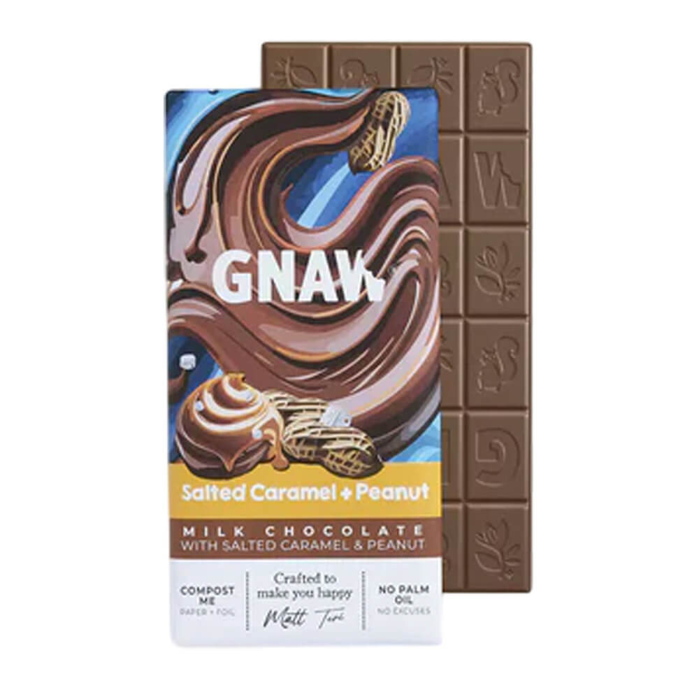 Gnaw Salted Caramel & Peanut Milk Chocolate Bar 80g